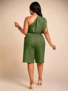 Brilight Elegant Spring/Summer Women's Commute And Casual Wear: Two Pieces Set Of Adjustable Pleated Off-Shoulder Top And Capri Pants. Suitable For Vacation. - Green - View 2