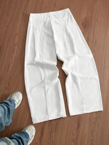 SWAVVY Men's Casual Versatile Solid Color Loose Fit Jeans - White - View 7