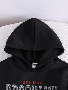 SHEIN 小男孩字母圖案針織柔軟圓領長袖套頭衛衣與彈性腰長褲 2件套 - 彩色 - 查看 6