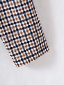 SHEIN Sparklyn 青少年女孩秋季休閒格紋夾克 - 棕色 - 查看 5