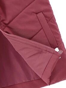 SHEIN 青少年女孩連帽拉鍊式冬季背心外套 - 黑色 - 查看 6