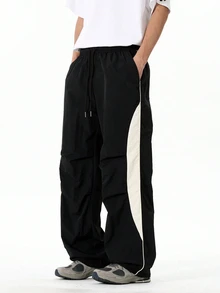 Gym Rark Celana Olahraga Pria Model Longgar dengan Tali Serut dan Blok Warna, untuk Gym - Hitam - View 3