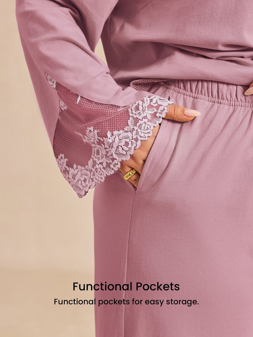 Plus-Size Women's Long-Sleeved And Pants Loungewear Set