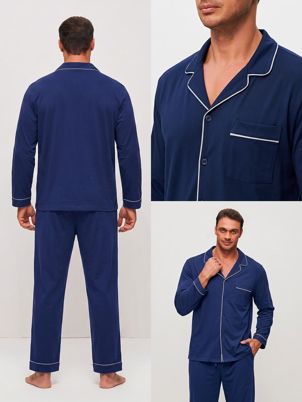 Plus-Size Men's Long-Sleeved And Pants Loungewear Set
