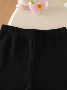 Genkimix Kids 女童針織開襟衫蝴蝶結刺繡上衣 彩虹白色寬腿長褲 公主娃娃兒童兩件套 母女裝 秋季 - 黑與白 - 查看 8