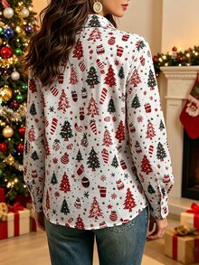Linhara CURVE Plus Size Women's Woven Printed Casual Autumn Blouse - Apricot - View 2