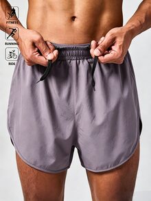 Acti Log 男士彈性腰帶口袋休閒健身運動短褲 - 紫色 - 查看 6