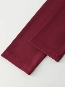 SHEIN Unity Women's Lace Patchwork Oblique Shoulder Elegant Sexy Wear Cinched Waist A-Line Mini Dressautumn Party Going Out Cocktail Burgundy - Burgundy - View 5