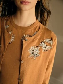 MOTF PREMIUM SET SWEATER RAJUT LEHER BULAT ELEGAN DENGAN BORDIR TEBAL - Unta - View 2