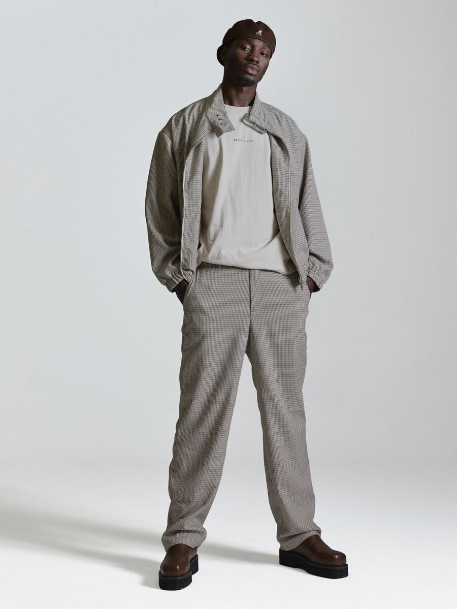 Check Straight Leg Trousers Blac "Musero" Embroidery On Back Pocket Co Ord Trousers Onlt Y Autum Winter Essentials - Multicolor - View 1