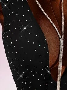 Amplova Deep V-Neck Fitted Sleeveless Sequin Feather Bodycon Mini Dress For Women, Suitable For Party, Banquet, Date Outfits - Black - View 5
