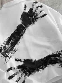 EASEVO Men's Plus Size Fashion Palm Print Long Sleeve Shirt Autumn Winter Halloween Halloween Winter Party Autumn  - White - View 5