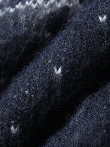 DAZY Autumn/Winter Blue Base White Jacquard Loose Crew Neck Cardigan For Men Christmas - Multicolor - View 9