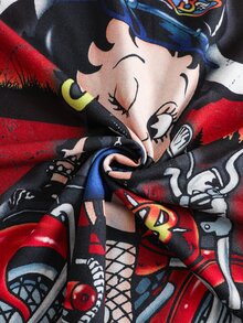 Betty Boop x SHEIN Men's Letter Cartoon Print Casual Daily Wear T-Shirt - Black - View 8