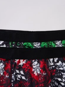 Harley Quinn X SHEIN Men's Fashion Cartoon All-Over Print Boxer Briefs - Black - View 3