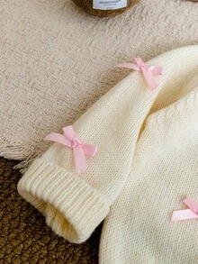 SHEIN Infant Girls Sweet Bow Knitted Sweater Set - Multicolor - View 5