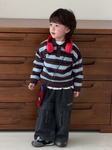 DAZY Infant (Boy) Round Neck Striped Long Sleeve Sweater Fall - Blue - View 6
