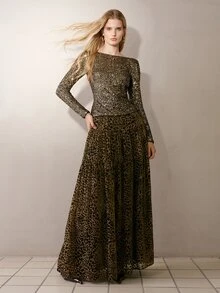 MOTF PREMIUM FASHIONABLE BOAT NECK BACKLESS SEQUIN FITTED TOP - Gold - View 6