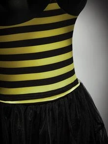 SHEIN ICON Plus Size Y2K Halter Neck Yellow & Black Striped Bee Cosplay Top, Halloween Costume - Multicolor - View 9