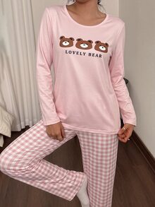 Dream Adore Women's Cartoon Print Long Sleeve Long Pants Pajama Set - Multicolor - View 5