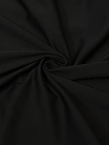 Cravure Plus Size Women's Elegant Glamorous High Slit Rhinestone Buckle Decor Long Sleeve Deep V-Neck Black Dress, Party Evening Gown - Black - View 6