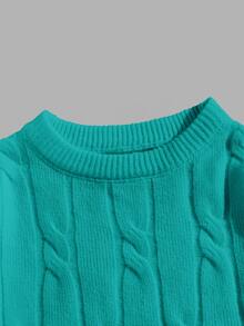 EASEVO Men's Plus Size Fashion Street Cable Knit Long Sleeve Sweater - Green - View 3
