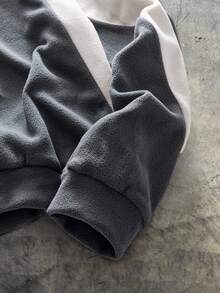 COMVAIL Men's Plus Size Casual Streetwear Loose Dark Grey Knit Long Sleeve Pullover Sweatshirt Club Rave Autumn Autumn Winter Halloween - Multicolor - View 3