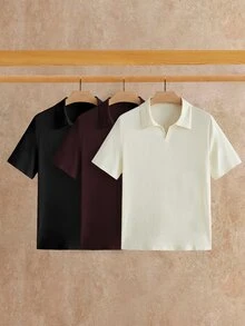 HIMLAND 3件組男士極簡冰絲觸感短袖 Polo 衫，夏季款 - 彩色 - 查看 1