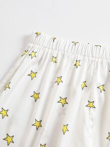 TOM & JERRY X SHEIN Women's Cartoon Print Short Sleeve Top And Shorts Casual Daily Home Pajama Set - White - View 7