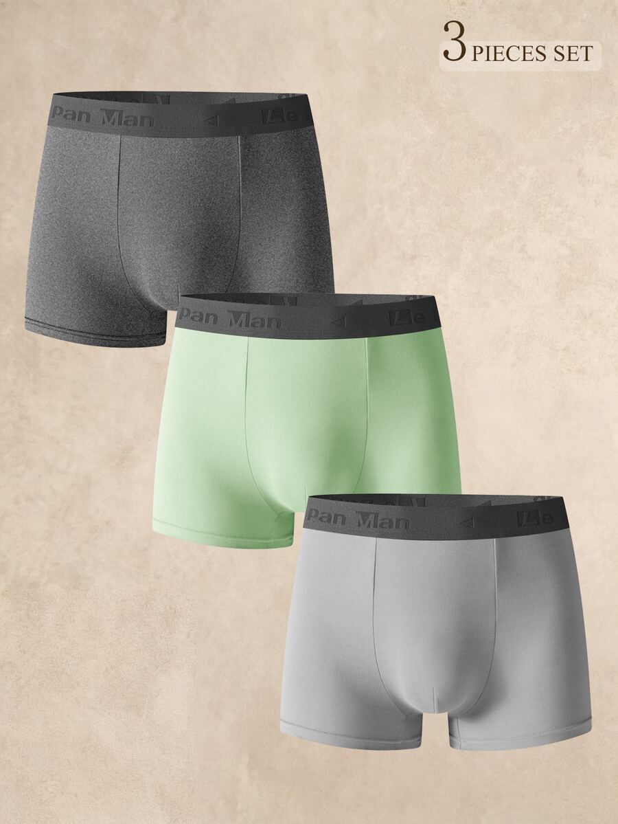 SHEIN 男士字母腰帶休閒四角內褲 (3件組) - 彩色 - 查看 1