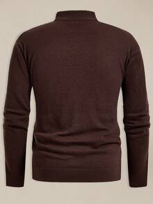 EASEVO New Men's Casual Half-Zip Pullover Sweater Halloween Winter Party Autumn - Coffee Brown - View 2