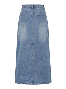 Balvessa Women's Casual Versatile Denim Skirt With Pockets And Buttons For Daily Wear - Blue - View 5