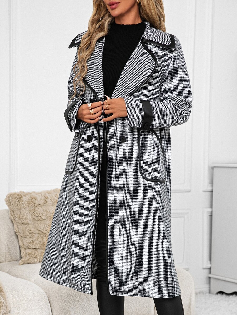 SHEIN Clasi Women's Fashion Vintage Button Contrast Color Overcoat - Multicolor - View 1