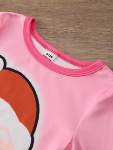 女嬰聖誕老人幼兒秋冬睡衣 2件組 貼身長袖褲裝 印花聖誕樹、薑餅人、雪花、雪人、拐杖糖 - 彩色 - 查看 3