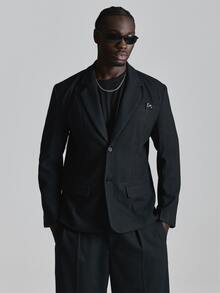 Musero Boxy Fit Pinstripe Blazer Metal Chest Welt Pocket Co Ord Blazer Only Autum Winter Essentials - Blue - View 2