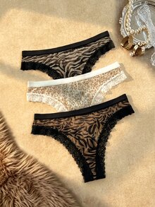 Bare Chapter Celana Dalam Thong Nyaman Motif Leopard dan Renda, Isi 3 Buah - MultiWarna - View 1