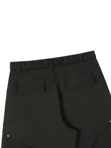SLATEMANN Men's Black Long Pants, Loose Casual Versatile Long Pants, Rivet Design Cargo Pants - Black - View 5