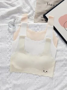 青少年女孩冰絲無縫運動內衣背心 薄款 青春期發育適用 - 彩色 - 查看 4