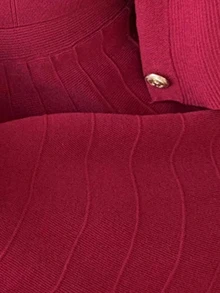 Feyla Women's Solid Color Long Sleeve Single-Breasted Knit Cardigan And Camisole Knit Dress Set - Burgundy - View 7