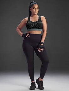 Powerista Plus Size Women's Sports Bra - Black - View 3