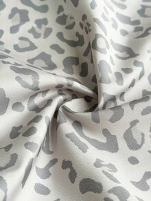 SHEIN EZwear Plus Size Women's Leopard Print Zipper Front Casual Jacket Fall - Grey - View 7