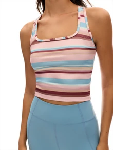 Nöista Part Of A Set, Colorful Striped Activewear Top With Inside Pads And Support. Yoga, Pilates, Barre, Fall, Winter, Casual, Sports, Gym. - Blue - View 6