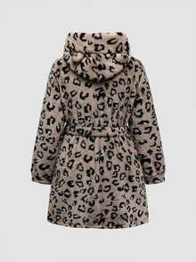 Chillnights Plus Size Winter Leopard Print Warm Hooded Robe - Multicolor - View 2