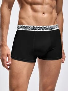 SHEIN Provexi 1pc Men's Contrast Waistband Boxer Briefs - Black - View 5