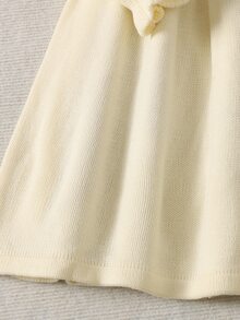 SHEIN Tween Girl Tween Girl Casual Elegant Frill Twist Textured Knit Long Sleeve Autumn Dress Camel Color - Camel - View 4