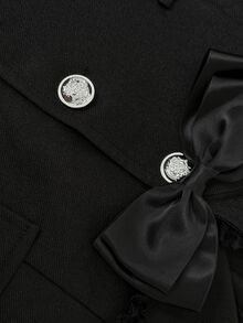 Sunspun Plus Size Autumn Long Sleeve Black Vintage Style Ruffle Trim Blazer Halloween - Black - View 6
