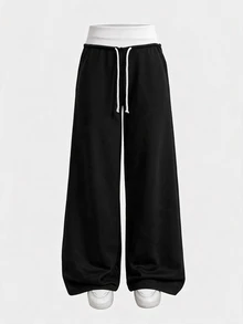 SHEIN 青少年女孩灰色針織抽繩休閒長褲 - 彩色 - 查看 5
