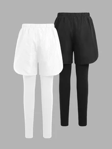 SHEIN Kids Tween Boy Slim Fit Casual 2pcs In 1 Sporty Long Pants 2 Pieces Set - Multicolor - View 2
