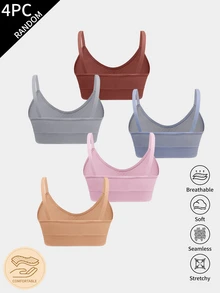 SHEIN Seamless Shoulder Strap Women's Wireless Bra Multi-Piece Blind Box Style - Multicolor - View 3