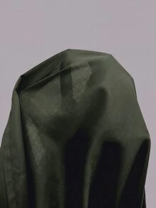 Franclia 大尺碼純色高腰百褶 A 字長裙，適合秋季女裝穿搭 - 軍綠色 - 查看 4